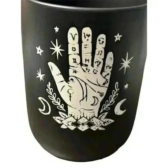 Prima Designs 6" Black Ceramic Utensils Canister Palm Reader Decor - Picture 2 of 4